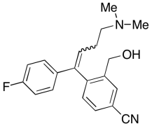 4-[4-(dimethylamino)-1-(4-fluorophenyl)-1-buten-1-yl]-3-(hydroxymethyl)-benzonitrile (Cita