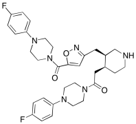 1-(4-(4-Fluorophenyl)piperazin-1-yl)-2-((3R,4S)-3-((5-(4-(4-fluorophenyl)piperazine-1-carb
