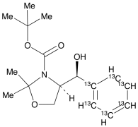 (4R)-4-[(S)-Hydroxyphenylmethyl]-2,2-dimethyl-3-oxazolidinecarboxylic-13C6 Acid tert-Butyl